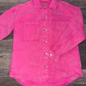 GAP Oversized Denim Jacket Pink